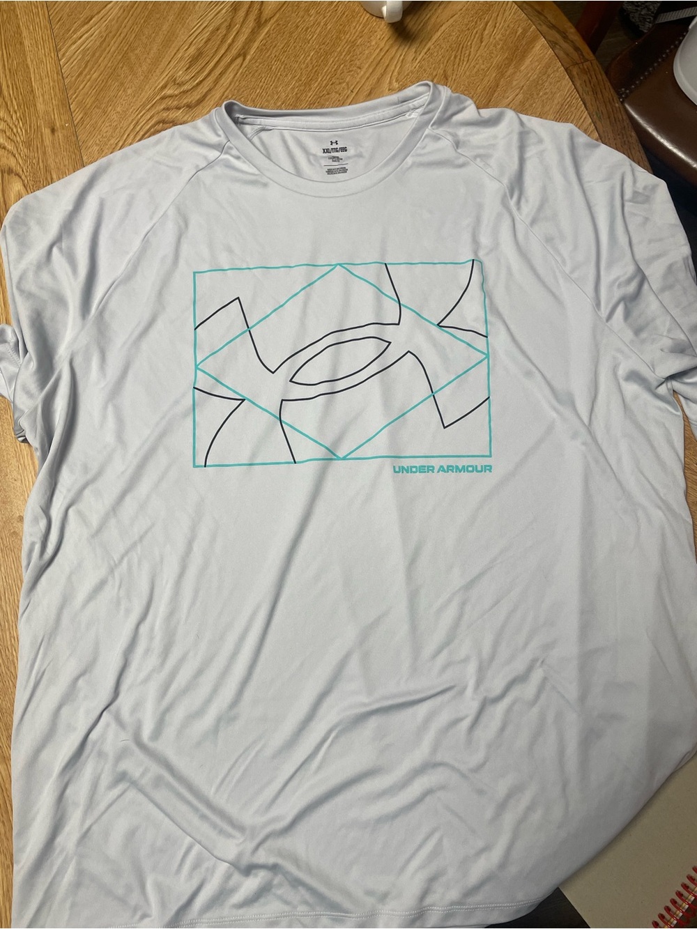 Under Armour White Short-Sleeve Tee with Teal Graphic